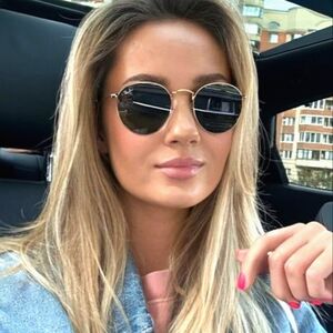 LIKE NEW RayBan Round Metal Green Lens RB3447 Men /Women Sunglasses